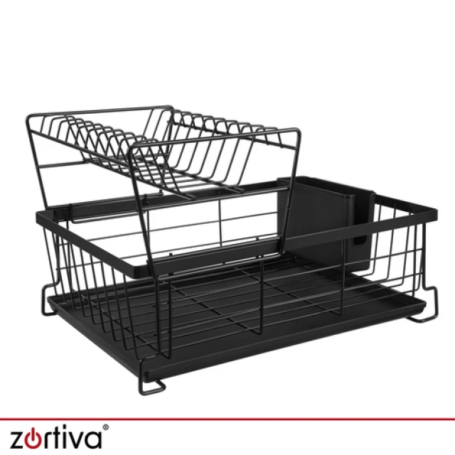 Сушилка для посуды двухъярусная Zortiva 43 см Black (5904576554279)