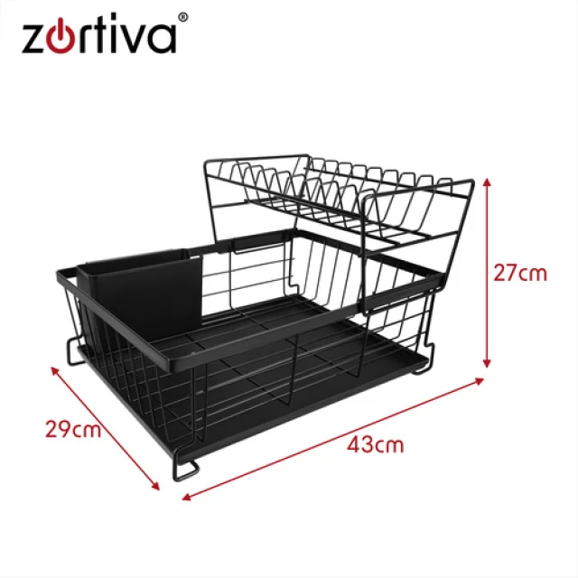 Сушилка для посуды двухъярусная Zortiva 43 см Black (5904576554279)