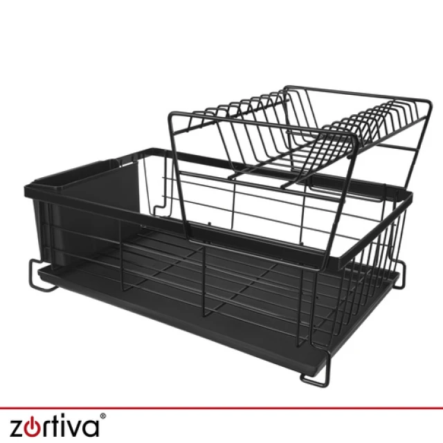 Сушилка для посуды двухъярусная Zortiva 43 см Black (5904576554279)