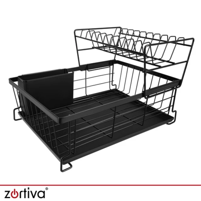 Сушилка для посуды двухъярусная Zortiva 43 см Black (5904576554279)