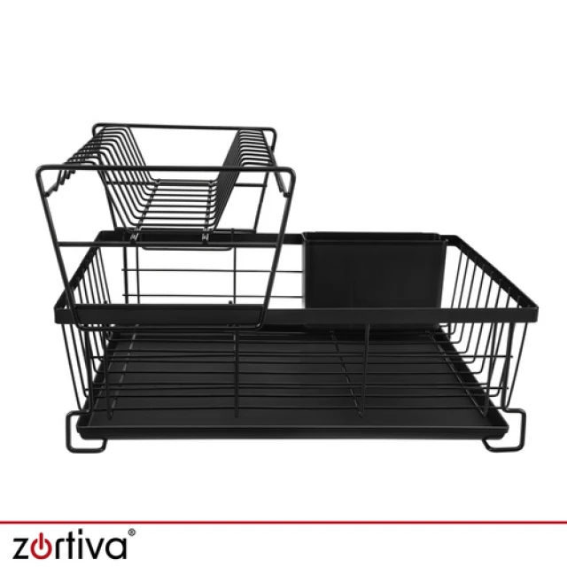 Сушилка для посуды двухъярусная Zortiva 43 см Black (5904576554279)