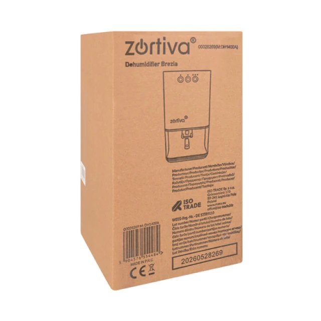 Осушувач повітря Zortiva Brezia 1400 мл 380 мл/24 год LED таймер (5904576554484)