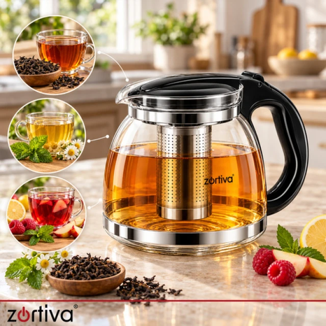 Глечик з заварником скляний Zortiva 2 л (5904576554590)