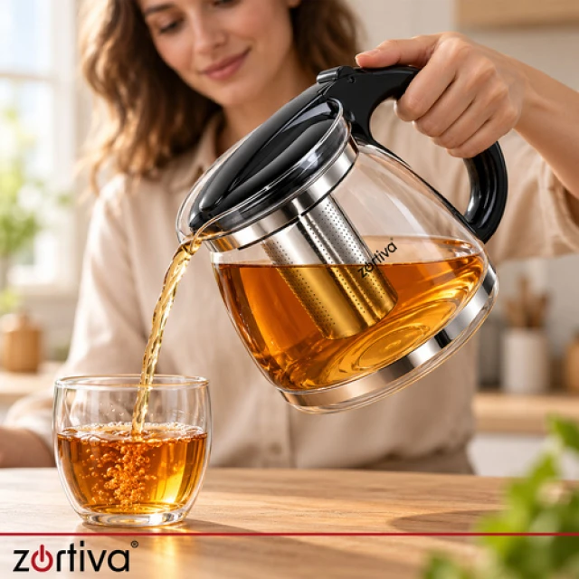Глечик з заварником скляний Zortiva 2 л (5904576554590)