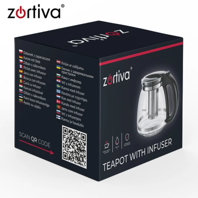 Глечик з заварником скляний Zortiva 2 л (5904576554590)