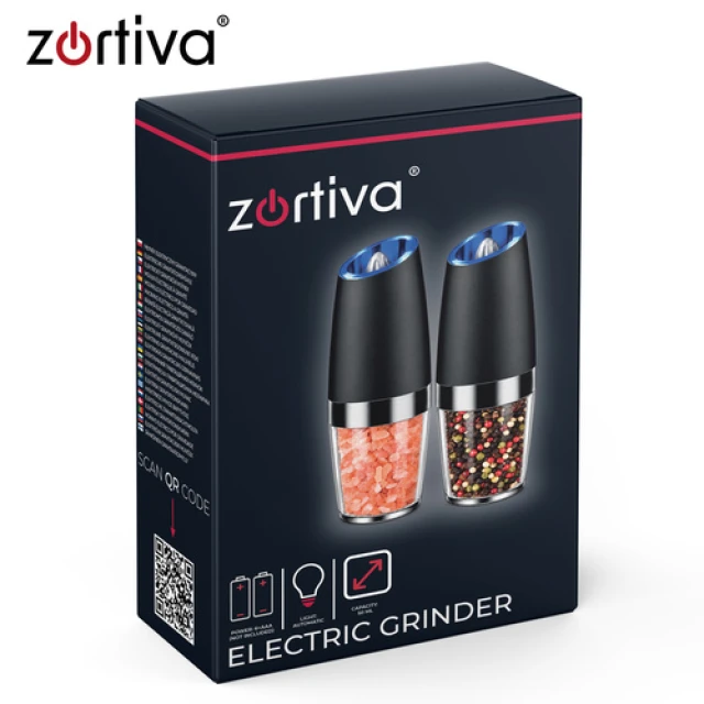 Млинок для спецій електричний гравітаційний Zortiva 2 шт (5904576554644)