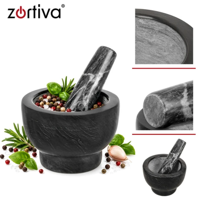 Ступка кухонна Zortiva мармурова з товкачиком (5904576554651)