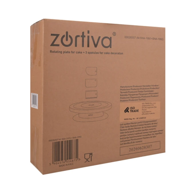 Підставка для торта обертова Zortiva 28 см + 3 шпателі (5904576554675)