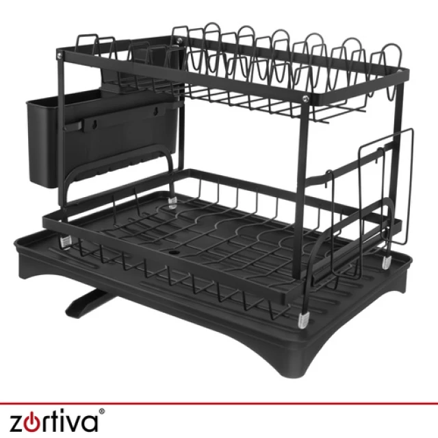 Сушарка для посуду двоярусна Zortiva Black (5904576554828)