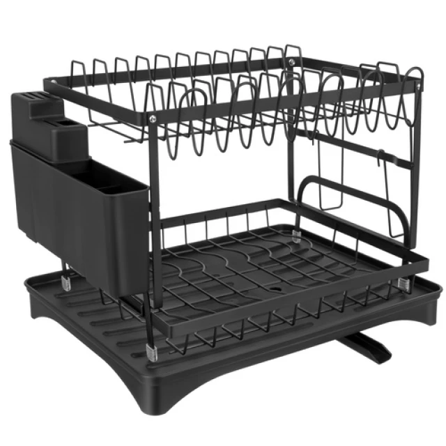 Сушарка для посуду двоярусна Zortiva Black (5904576554828)