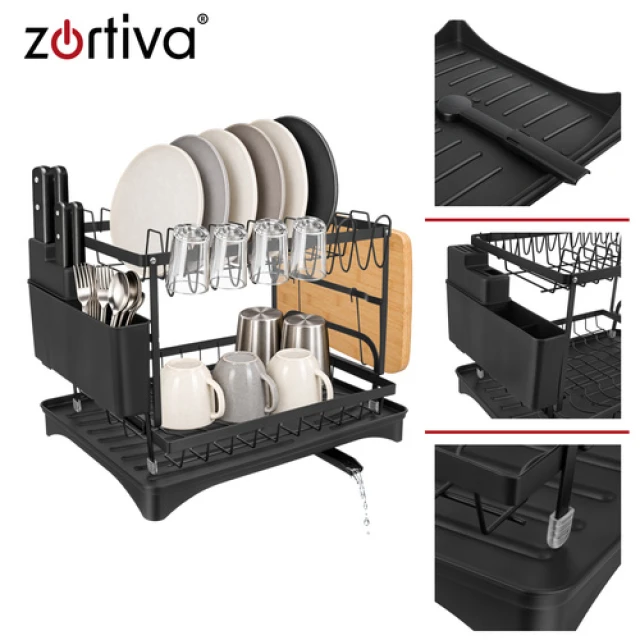 Сушарка для посуду двоярусна Zortiva Black (5904576554828)