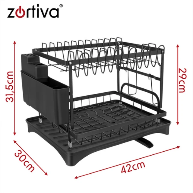 Сушарка для посуду двоярусна Zortiva Black (5904576554828)