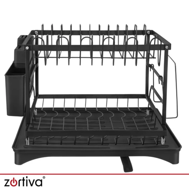 Сушарка для посуду двоярусна Zortiva Black (5904576554828)