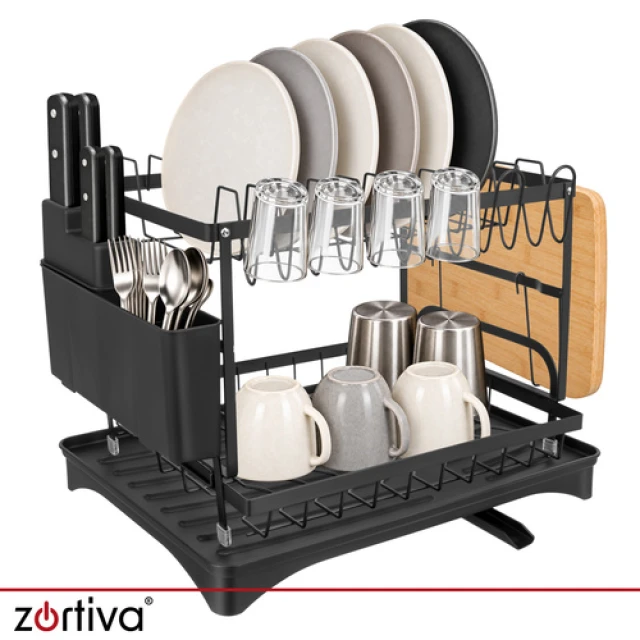 Сушарка для посуду двоярусна Zortiva Black (5904576554828)