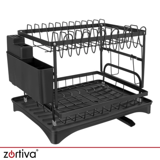 Сушарка для посуду двоярусна Zortiva Black (5904576554828)
