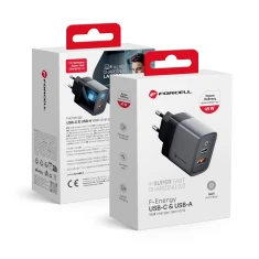 Мережевий зарядний пристрій Forcell F-Energy GaN USB C + USB A QC4.0 PD 4A 45W Grey (5904596231440)
