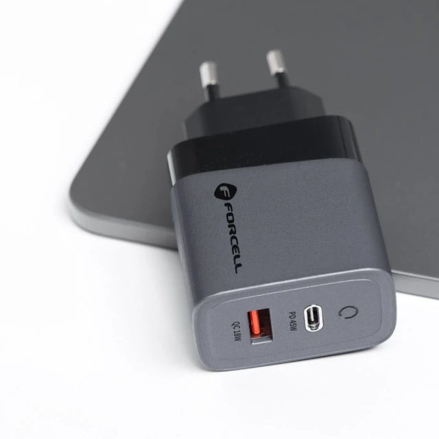 Мережевий зарядний пристрій Forcell F-Energy GaN USB C + USB A QC4.0 PD 4A 45W Grey (5904596231440)