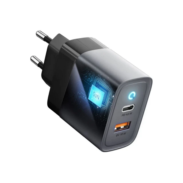 Мережевий зарядний пристрій Forcell F-Energy GaN USB C + USB A QC4.0 PD 4A 45W Grey (5904596231440)