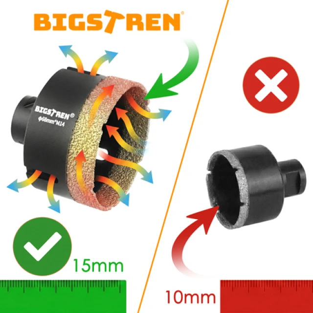 Коронки алмазні Bigstren M14 6-68 мм набір 13 шт (5904665712801)