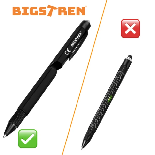 Мультитул ручка Bigstren 9 в 1 з викруткою рівнем ліхтариком Black (5904665712993)