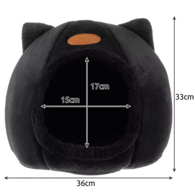 Домик для кошек Purlov плюшевый с ушками Black (5904665713266)