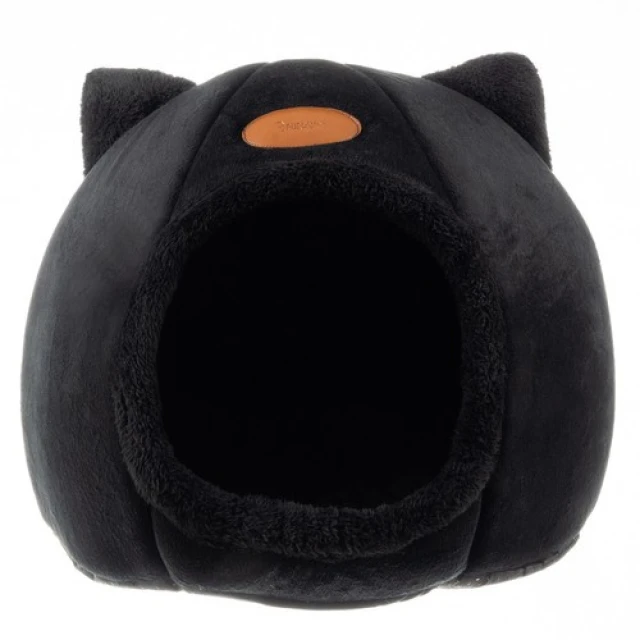 Домик для кошек Purlov плюшевый с ушками Black (5904665713266)