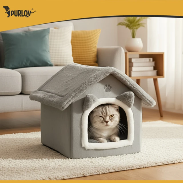 Лежак-домик для кошек Purlov Grey (5904665713860)