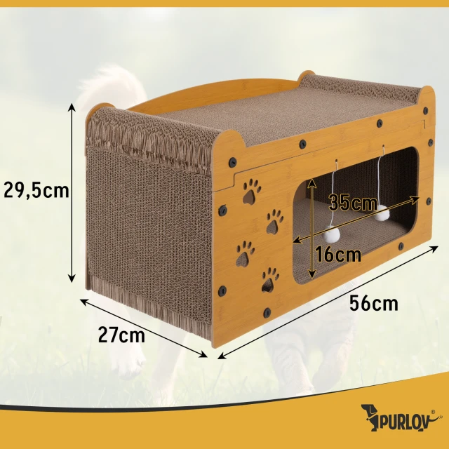 Кігтеточка Purlov 27016 двоповерховий будиночок 29x55x29 см (5904665713938)