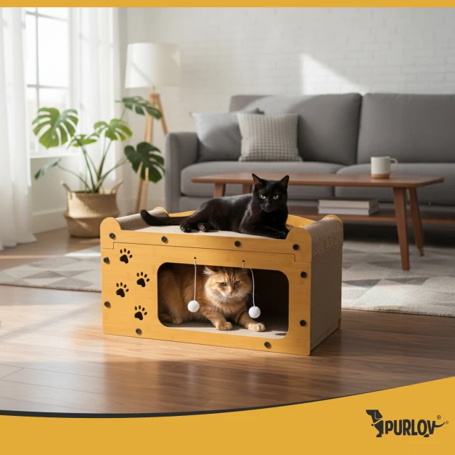 Кігтеточка Purlov 27016 двоповерховий будиночок 29x55x29 см (5904665713938)