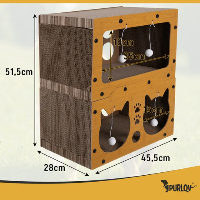 Кігтеточка для котів Purlov двоповерховий будиночок 51,5x45x28 см (5904665713945)