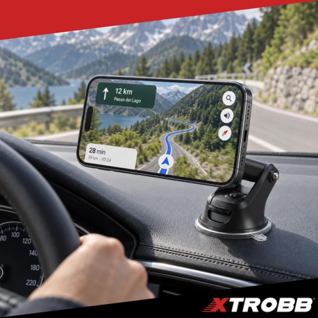 Автомобільний тримач для телефону магнітний Xtrobb MagSafe з присоскою (5904665714751)