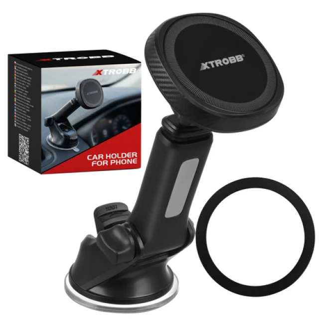 Автомобільний тримач для телефону магнітний Xtrobb MagSafe з присоскою (5904665714751)