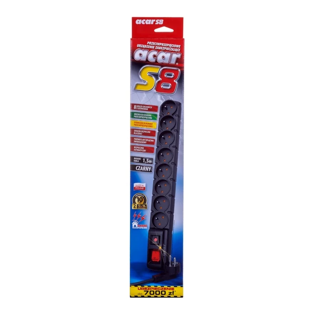 Удлинитель Acar S8 1,5 м Black (5904743365301)