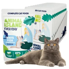 Вологий корм для котів ANIMAL ISLAND філе з білою рибою 12 шт x 85 г (5904905081766)