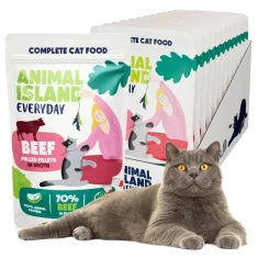 Вологий корм для котів ANIMAL ISLAND з яловичиною у філе 12 шт x 85 г (5904905081780)