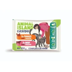 Вологий корм для котів ANIMAL ISLAND з яловичиною та індичкою 4 шт x 100 г (5904905081834)