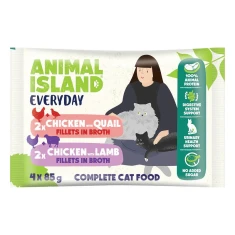 Вологий корм для котів ANIMAL ISLAND з куркою, перепілкою та ягням 4 шт x 85 г (5904905083074)