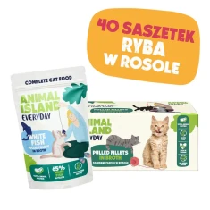 Вологий корм для котів ANIMAL ISLAND з білою рибою в бульйоні 40 шт x 85 г (5904905083104)