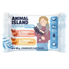 Вологий корм для кошенят ANIMAL ISLAND Kitten з індичкою/кроликом/телятиною 4 шт x 85 г (5904905085979)