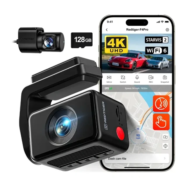 Відеореєстратор Redtiger F4 Pro WiFi 4K + 1080p 128GB (F4 Pro(128G))