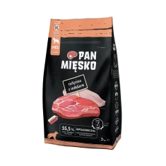 Сухой корм для собак PAN MIĘSKO с телятиной и индейкой чипсы XL 3 кг (5905342291978)