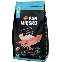 Сухой корм для щенков PAN MIĘSKO с индейкой и кальмарами гранулы M 3 кг (5905342293583)