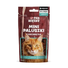 Ласощі для котів PAN MIĘSKO Міні-палички з качки з котячою м'ятою 50 г (5905342294542)