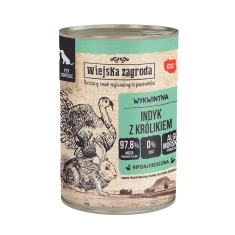 Вологий корм для собак Wiejska Zagroda з індичкою і кроликом 400 г (5905342295815)