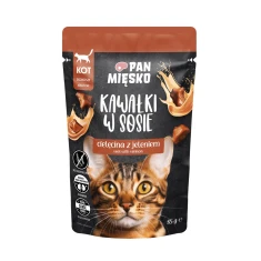 Вологий корм для котів PAN MIĘSKO з телятиною та олениною 85 г (5905342296232)