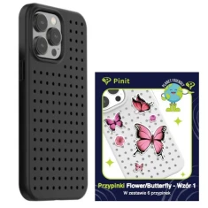 Чохол Pinit Dynamic + Flower/Butterfly Pin для iPhone 14 Pro Black with MagSafe (5905359817345)