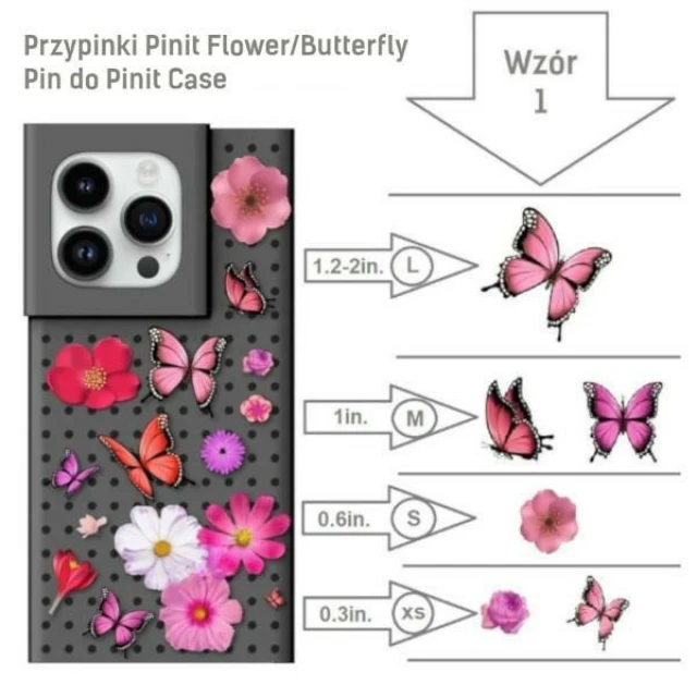 Чохол Pinit Dynamic + Flower/Butterfly Pin для iPhone 14 Pro Max Black with MagSafe (5905359817352)