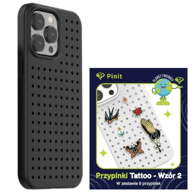Чохол Pinit Dynamic + Tattoo для iPhone 14 Pro Max Black with MagSafe (5905359817543)