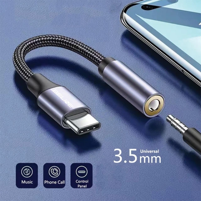 Адаптер Beline USB-C/Jack 3.5mm Gray DAC (5905359819585)