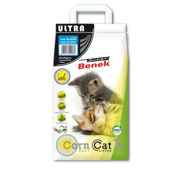Наповнювач для туалету CERTECH Benek Corn Cat Ultra Morska Bryza 7 л (5905397020981)